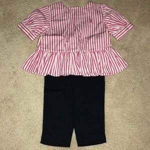 Ralph Lauren Pink Striped Ruffle Matching Set 9M
